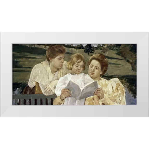 Cassatt, Mary 14x9 White Modern Wood Framed Museum Art Print Titled - Family Group Reading