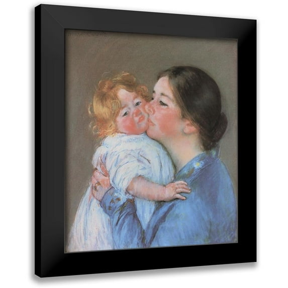 Cassatt, Mary 15x17 Black Modern Framed Museum Art Print Titled - A Kiss For Baby Anne 1897