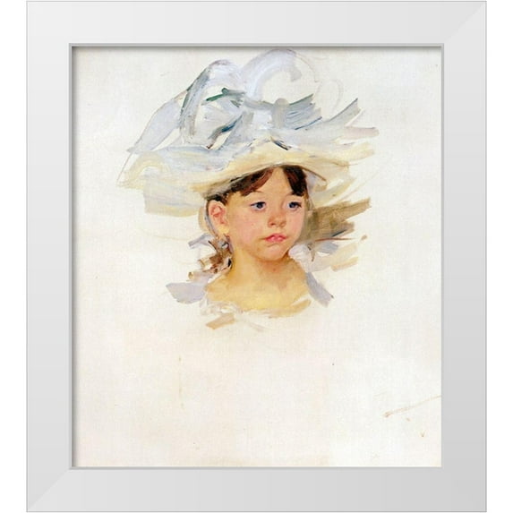 Cassatt, Mary 15x17 White Modern Wood Framed Museum Art Print Titled - Sketch Of Mary Ellen In A Big Blue Hat