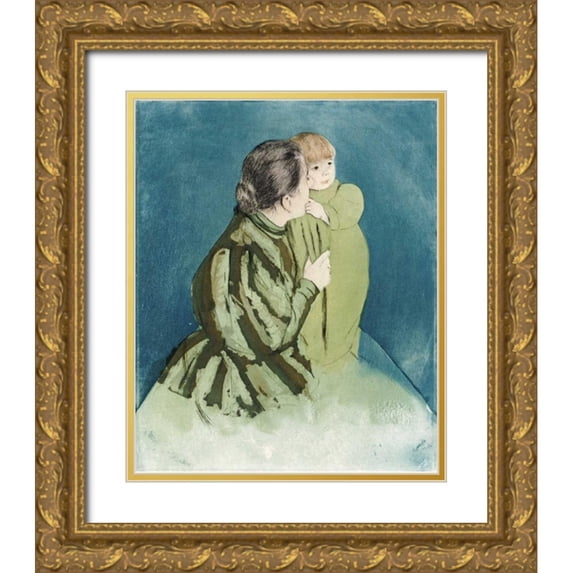 Cassatt, Mary 15x18 Gold Ornate Wood Framed with Double Matting Museum Art Print Titled - Peasant Mother and Child
