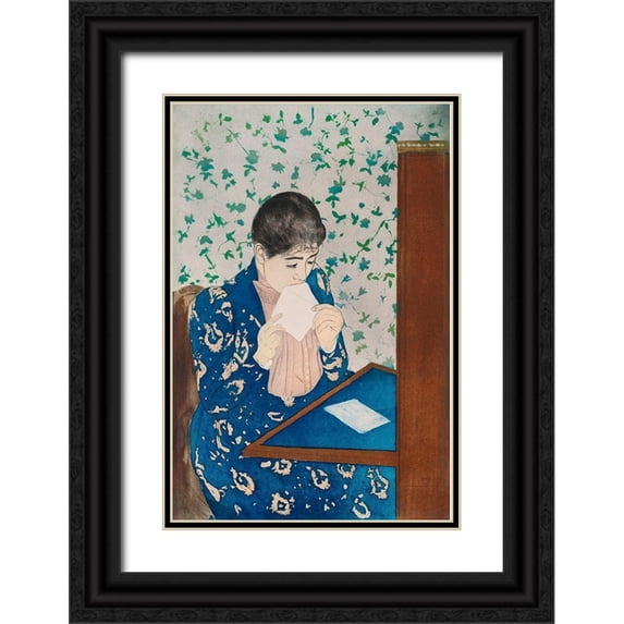 Cassatt, Mary 17x24 Black Ornate Wood Framed with Double Matting Museum Art Print Titled - The Letter
