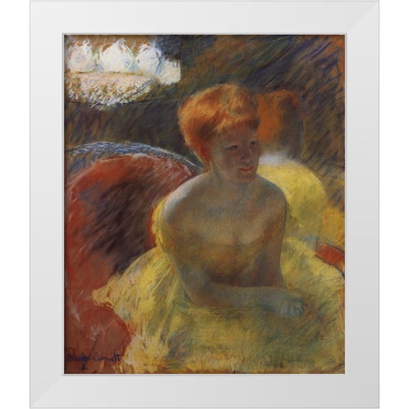Cassatt, Mary 20x23 White Modern Wood Framed Museum Art Print Titled - Lydia Leaning On Her Arms Seated In A Loge 1879