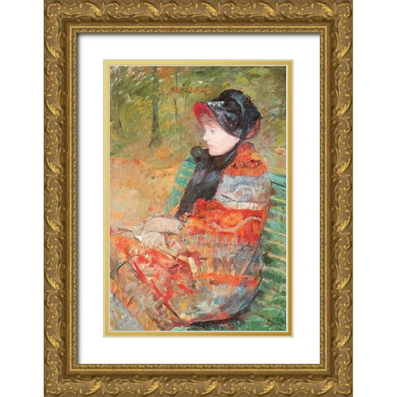 Cassatt, Mary 23x32 Gold Ornate Wood Framed with Double Matting Museum Art Print Titled - Profile Portrait Of Lydia 1880