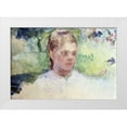 thumbnail image 1 of Cassatt, Mary 32x23 White Modern Wood Framed Museum Art Print Titled - Little Girls Head - Green Background, 1 of 4