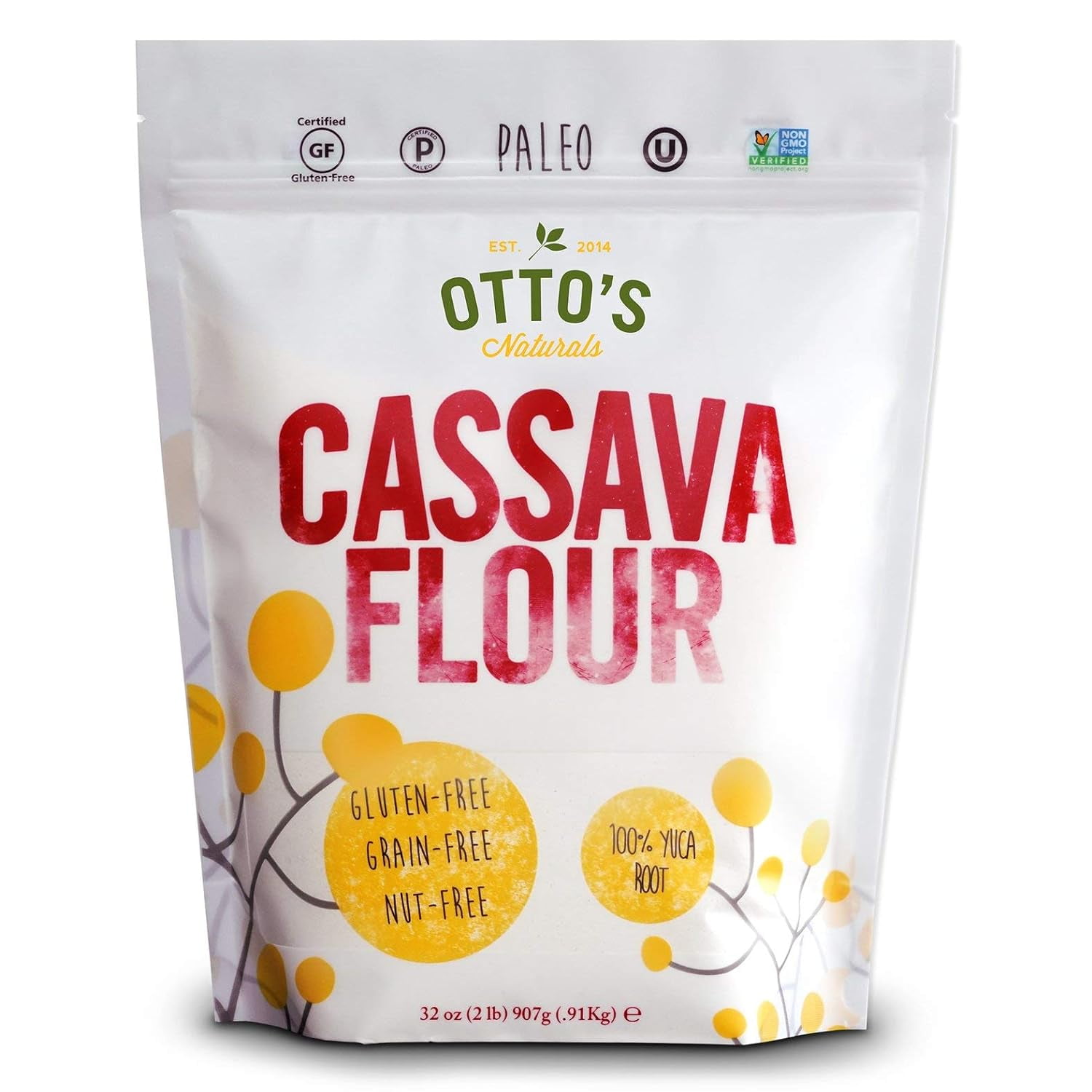 Cassava Flour (2 Lb. Bag) GrainFree, GlutenFree Baking Flour Made