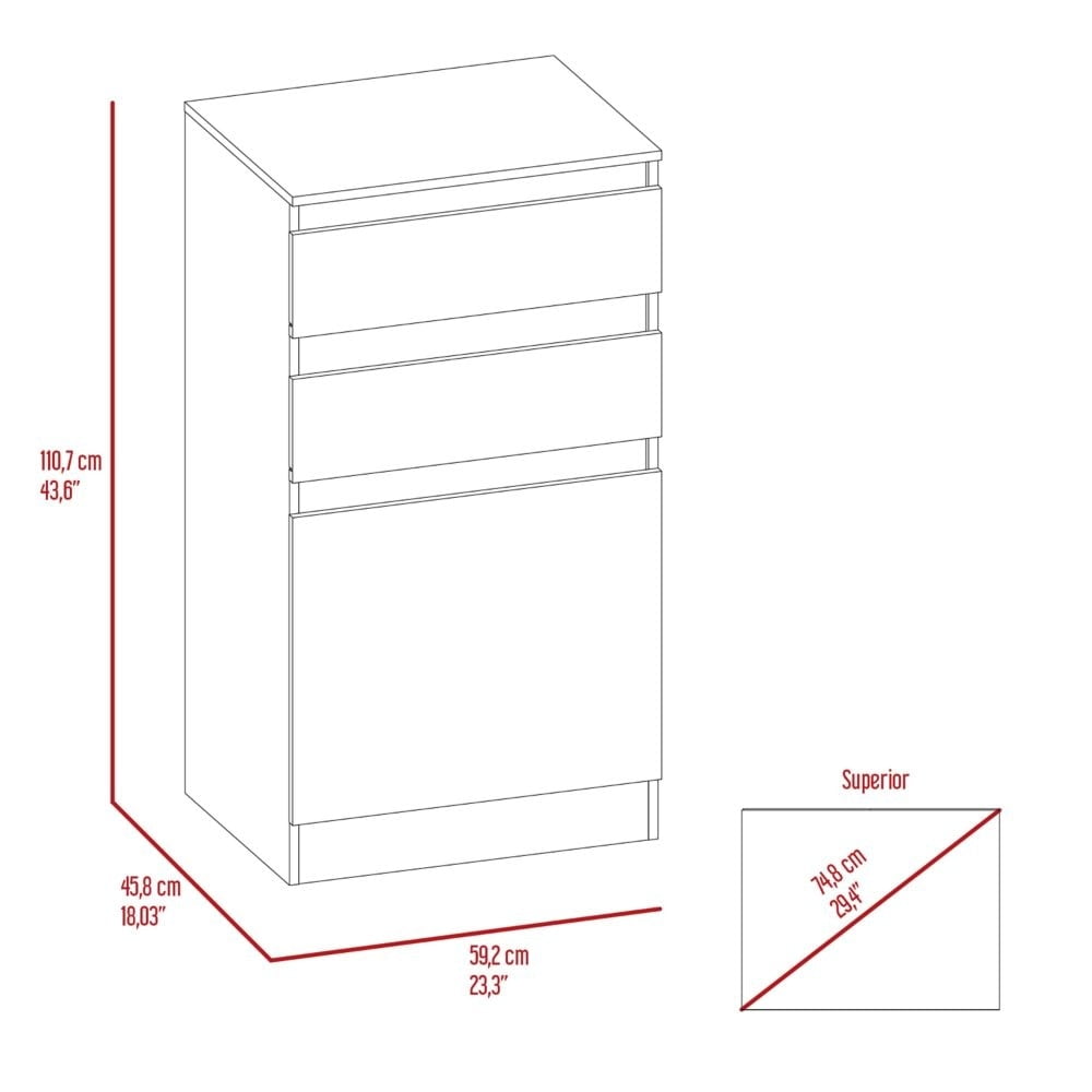 Cassel Dark Walnut 2-Drawer Dresser with Mirror
