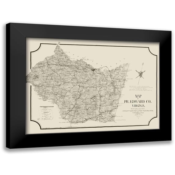 Cassell 24x19 Black Modern Framed Museum Art Print Titled - Prince Edward County Virginia - Cassell 1864