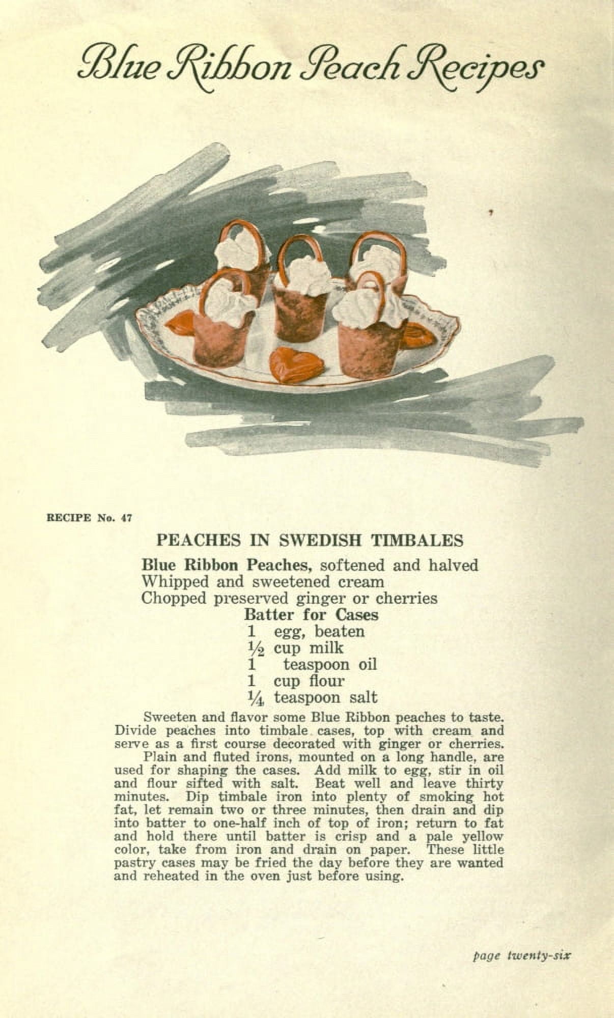 Cassells Dictionary of Cookery 1892 Peaches in Swedish Timbales Canvas Art - (18 x 24)