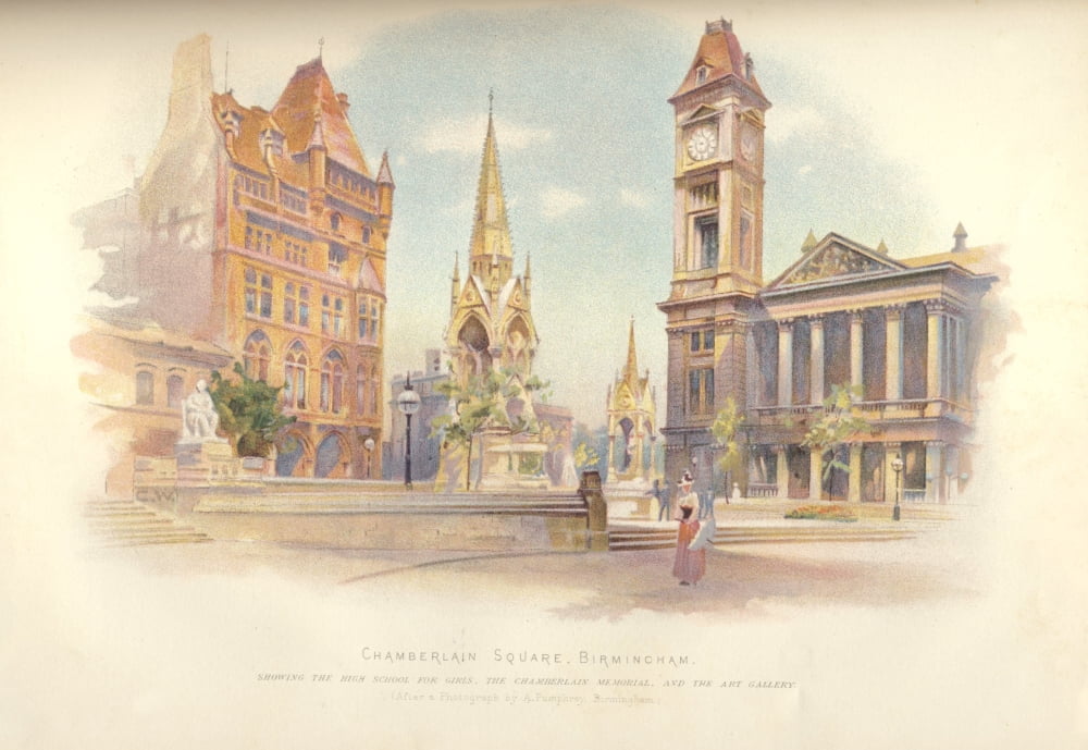Cassells History of England 1907 Chamberlain Square Birmingham Canvas Art - Charles or L Wilkinson (18 x 24)