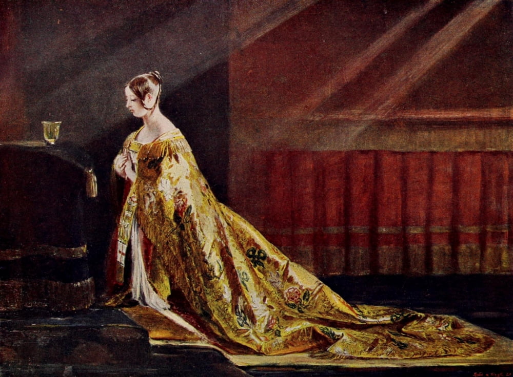 Cassells History of England 1909 Queen Victoria coronation robes Canvas Art - Charles Leslie (18 x 24)