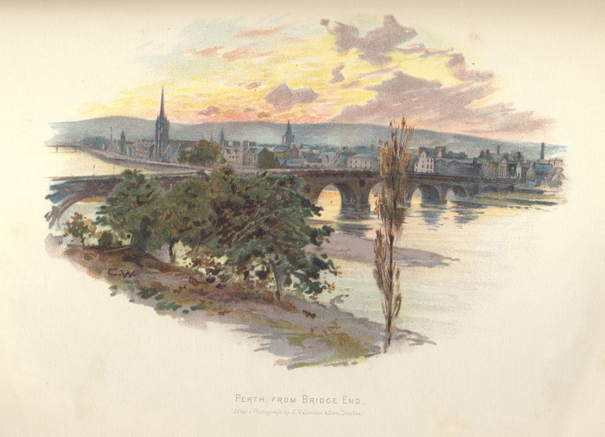 Cassells Illustrated History of England 1907 Perth from Bridge End Canvas Art - Charles or L Wilkinson (18 x 24)