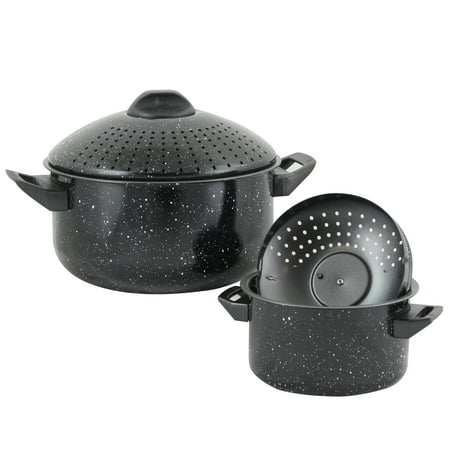 Gibson Home Casselman 4 Piece Nonstick Pasta Pot Set In Black with Bakelite Handle/Knob