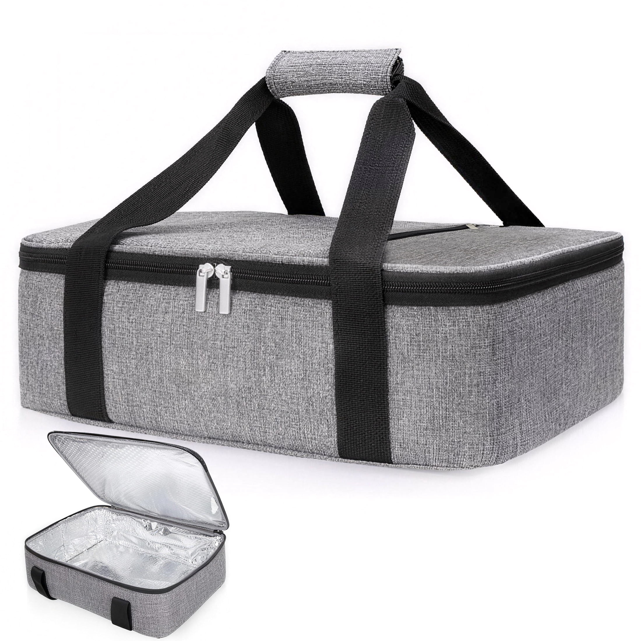 Insulated Casserole Carrier, Large Thermal Food Carrier Bag for Hot or Cold Food, Fits 9"x13" to 11"x15" Baking Dishes, Casserole Bag with Lid and Easy Carrying, Food Warmer Bag for Party/Picnic