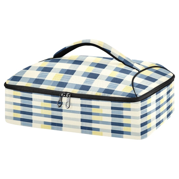 Casserole Carrier Bag Portable Casserole Travel Carry Bag for Outdoor Picnic Camping Blue and Yellow Gingham