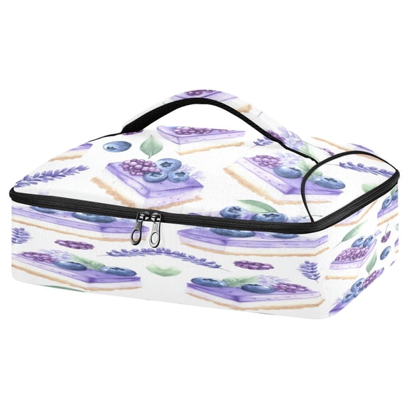 Casserole Carrier Bag Portable Casserole Travel Carry Bag for Outdoor Picnic Camping Blueberry Cheesecake Pattern