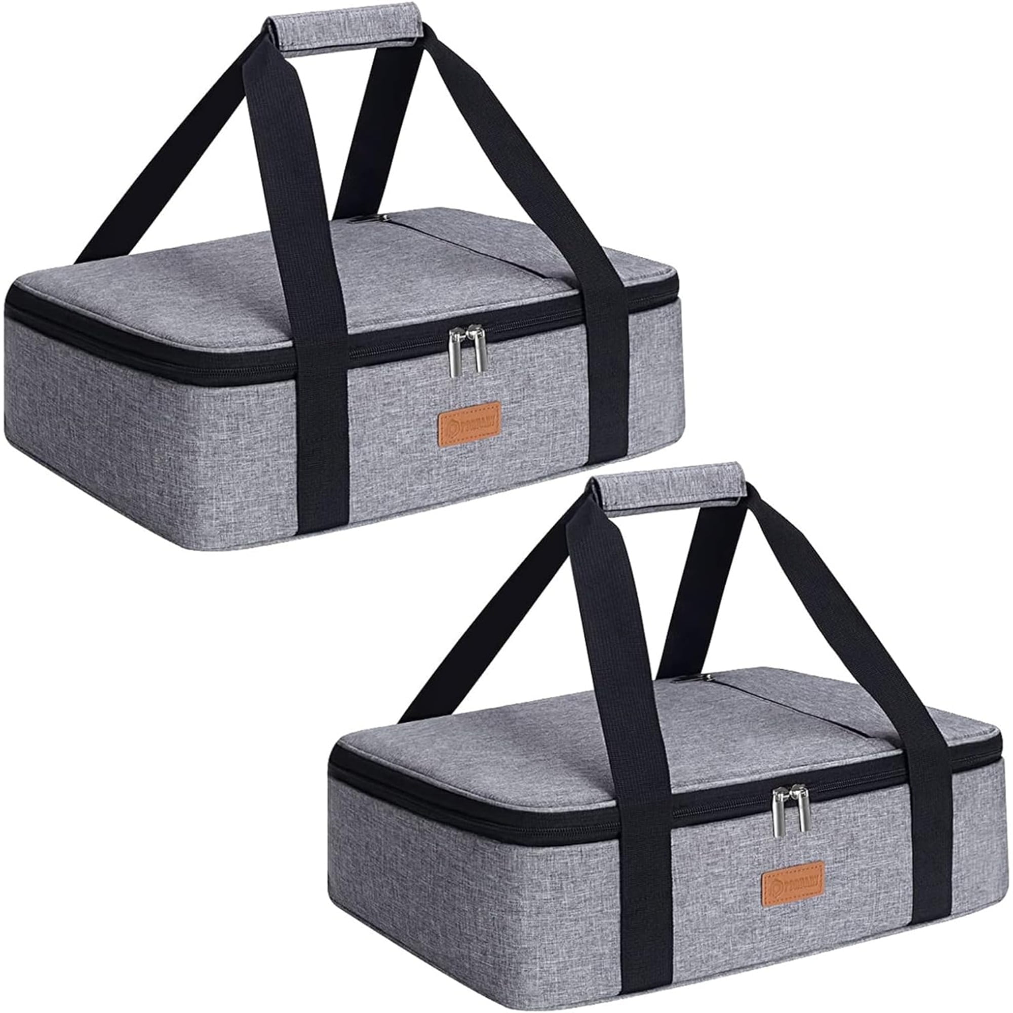 Casserole Carrier for Hot or Cold Food, Expandable Insulated Bag, Reusable Lunch Bags & Boxes, Perfect Lasagna Holder Tote for Potlucks, Picnics, Beaches, Traveling, Fits 15.7" * 11" Baking Dish,Gray