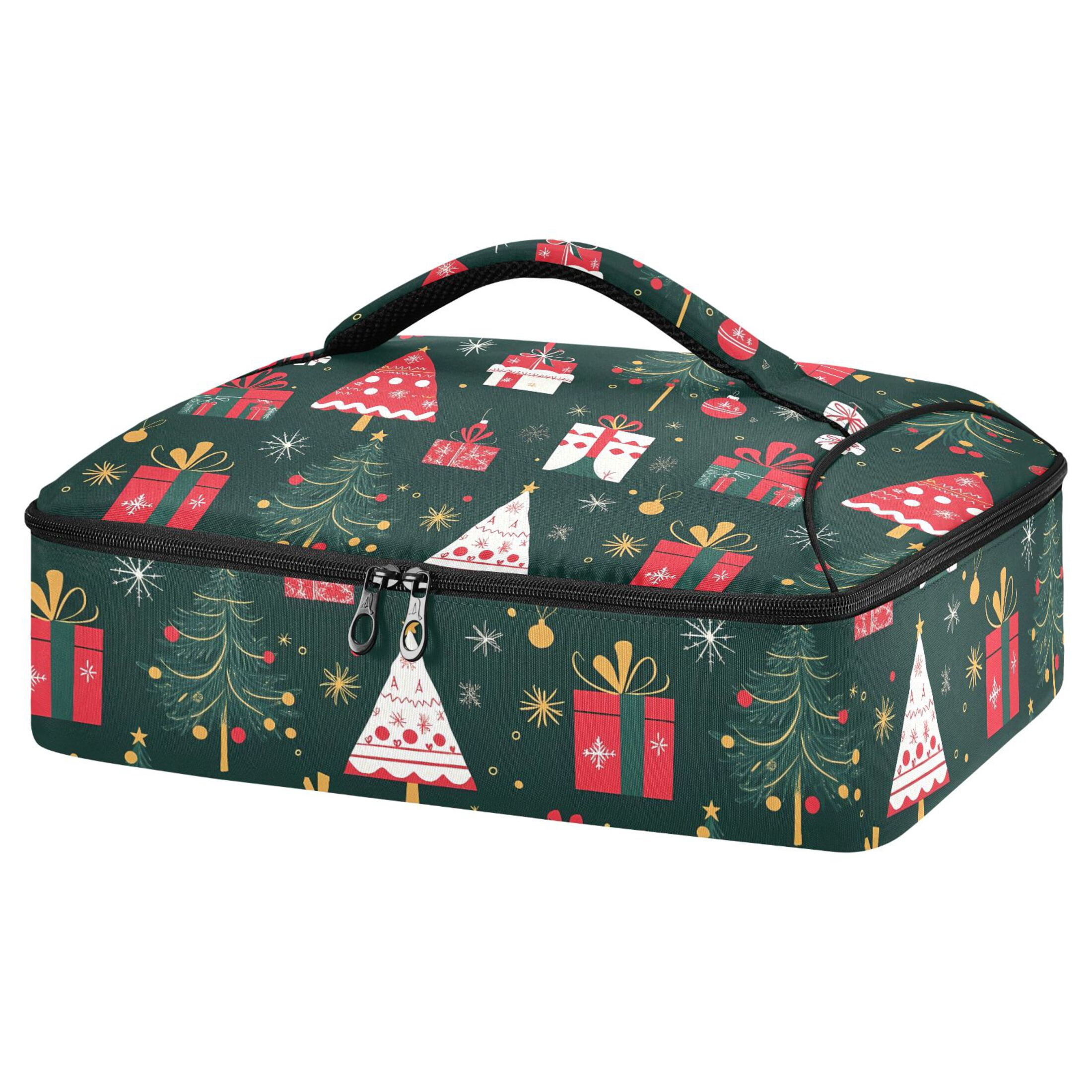 Tree Shape Patterns Casserole Carrier Insulated with Christmas Trees Gifts Pattern for Hot ...