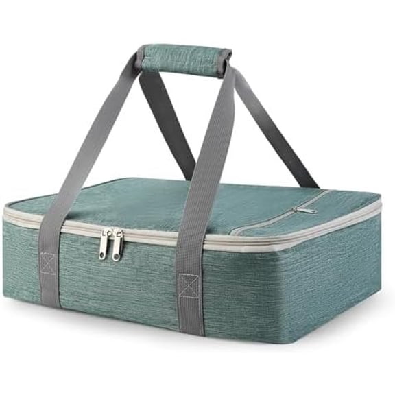 Casserole Carriers for Hot or Cold , Fits 11"x15"Baking Dish, Portable Warmer for Travel,Insulated Casserole Carrier,Keep Warm Containers,Keeps Hot for Hours, Woman, Green