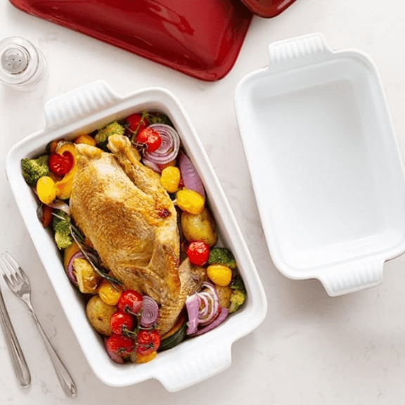 Casserole Dish, 13x9 Baking Dish, 3.8 Quart Casserole Dish Set Lasagna Pan Deep With Li Oven Safe, Red