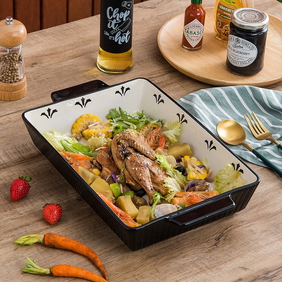 Casserole Dish Baking Dish Ceramic Lasagna Pan Bakeware Sets Baking Dishes 13x9 Baking Dish  black