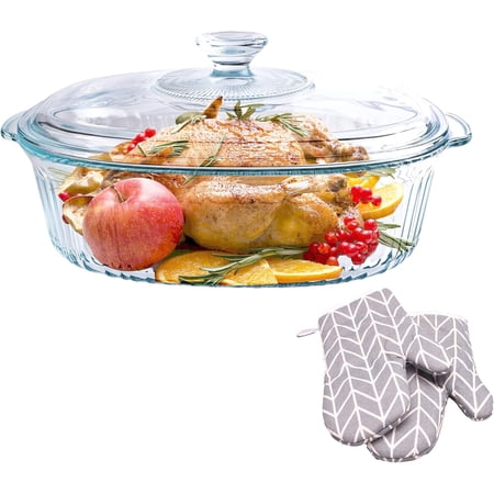 Casserole Dish With Lid - 3qt Glass Baking Dishes For Oven - Clear oval Glass Casserole Dish - Cookware For Cooking, Baking, Serving