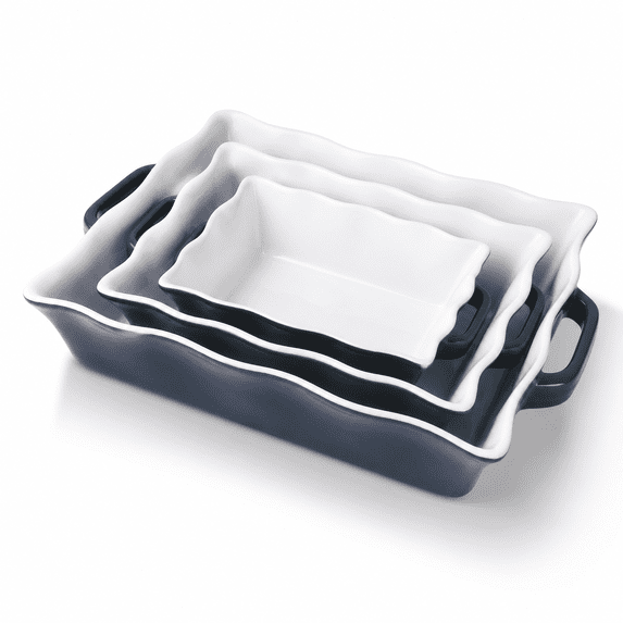 Casserole Dishes For Oven Ceramic Bakeware Set Of 3 Rectangular Baking ...