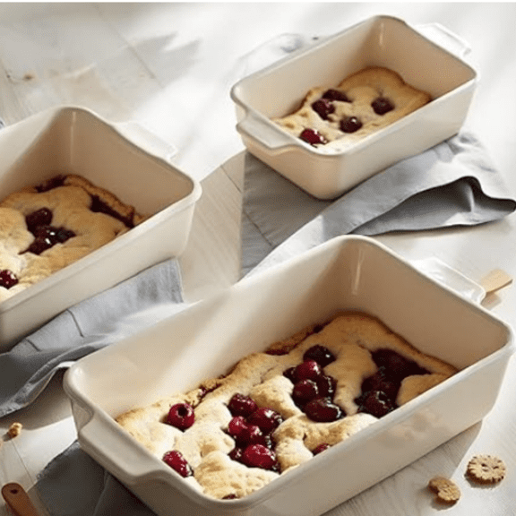 Casserole Dishes for Oven, Ceramic Bakeware Set, Rectangular Baking Dishes, For Casseroles, Lasagna, Cake, Small, Medium & Large Pans, Microwave & Dishwasher Safe, Set of 3