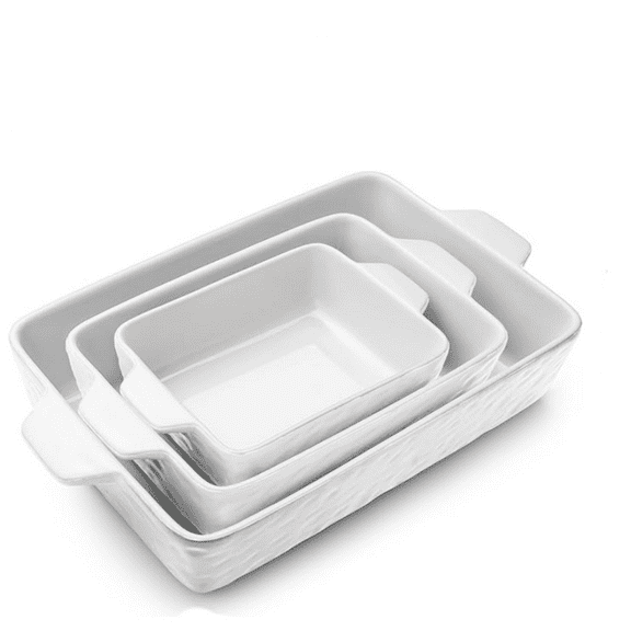 Casserole Dishes for Oven Ceramic Baking Dishes Lasagna Pan with Handles Porcelain Baking Pan Deep Bakeware for Baking Cooking Wedding Gift Set of 3 11.6" x 7.8"