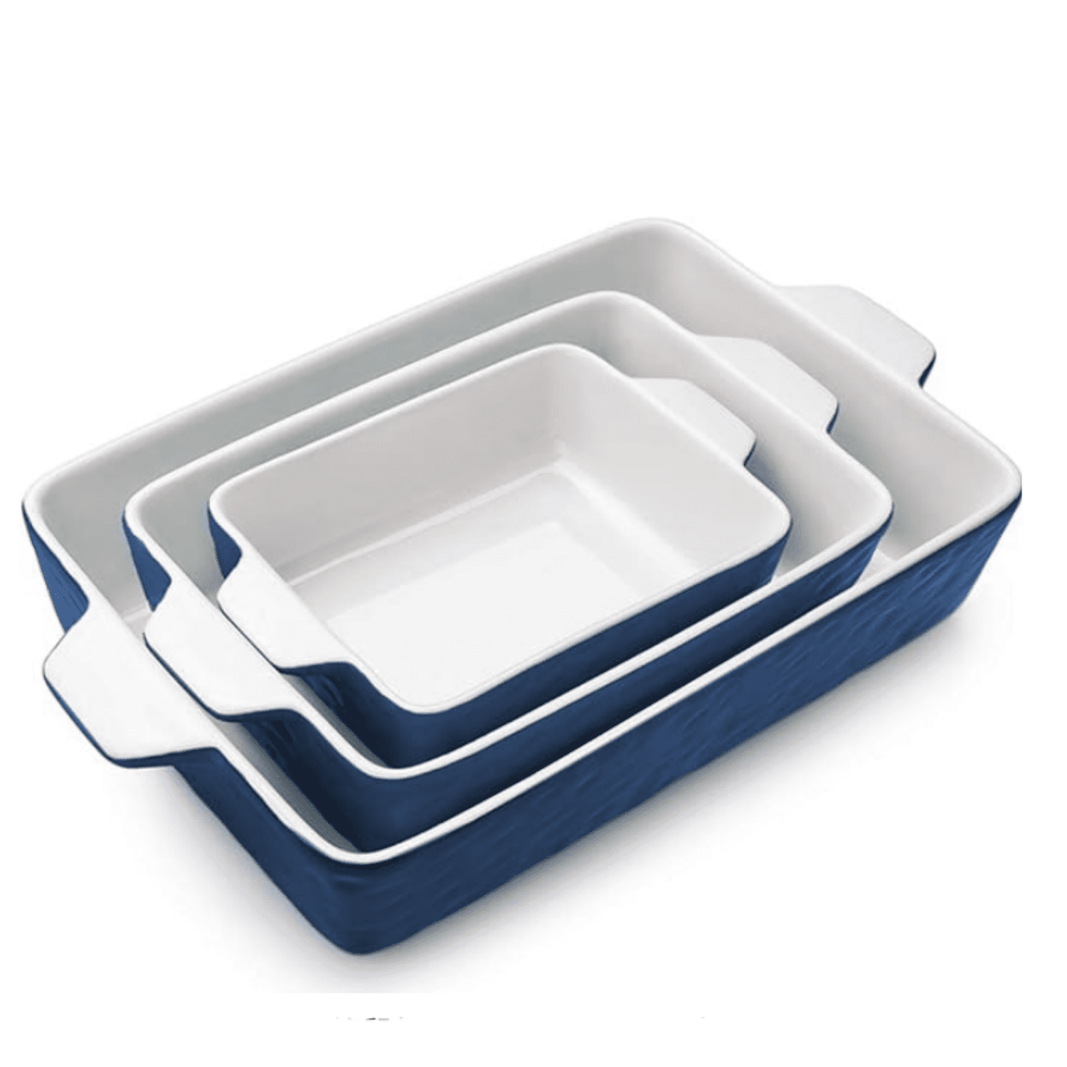 Casserole Dishes for Oven, Ceramic Baking Dishes, Lasagna Pan with Handles, Porcelain Baking Pan Deep, Bakeware for Baking, Cooking, Wedding Gift, Set of 3