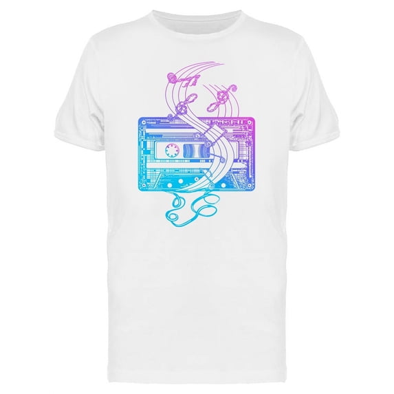 Cassette And Music Notes T-Shirt Men -Image by Shutterstock, Male 4X-Large
