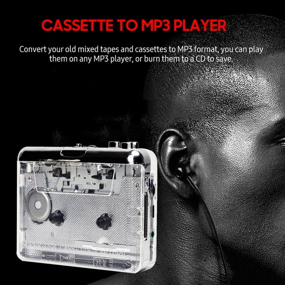 Cassette to MP3 Converter Cassette TON010 Portable Cassette to MP3 Player Mini USB Tape Player MP3 Converter with 3.5mm AUX Input Software CD Cassette Capture Audio Music Player Compatible with PC