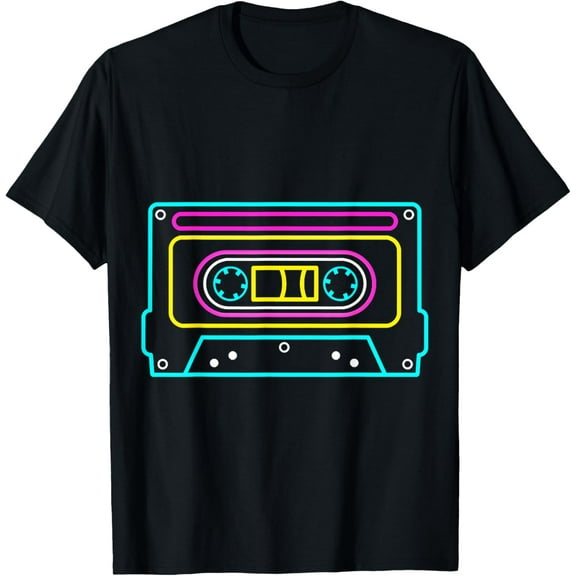 Cassette NEON Tapes Mixtapes 80s 90s Music Songs Retro T-Shirt