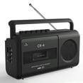 thumbnail image 1 of Cassette Player Boombox, Portable AM/FM Radio Stereo, Cassette Tape Player Recorder with Big Speaker and Earphone Jack, Battery Operated or AC Powered, 1 of 8