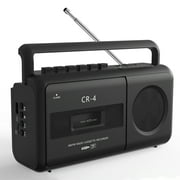 Cassette Player Boombox, Portable AM/FM Radio Stereo, Cassette Tape Player Recorder with Big Speaker and Earphone Jack, Battery Operated or AC Powered
