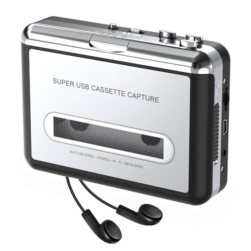 Cassette Player - Compact Tape Player Portable Recorder with Earphone-Convert Audio Music Cassette to MP3 Digital,Compatible with Laptop/PC/MAC- for Entertainment,Travel,Light Sports(Silver)
