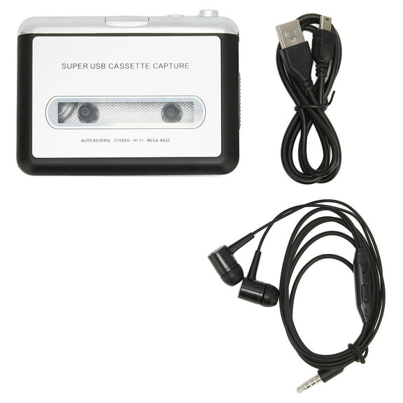 Cassette Player Portable Multifunctional MP3 CD Converter USB Auto Reverse Sound Music Tape Player for Laptops and PCs