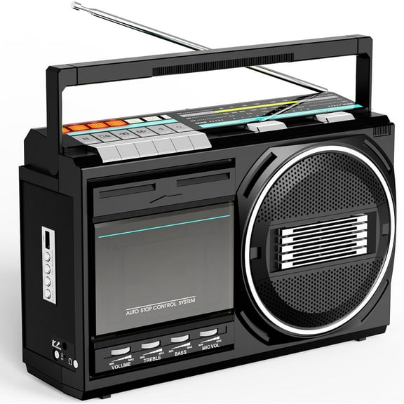 Cassette Player Recorder Boombox with Bluetooth, USB & FM/AM/SW | Portable Boom Box Radios, Retro Tape/USB Converter, Earphone Jack, Built-in MIC for Voice Recording, Sound Amplifier - DC/AC
