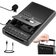 Cassette Player Tape Recorder, Portable Walkman Cassette USB Player with Stand-Alone Mic, One-Touch RecordingBlack
