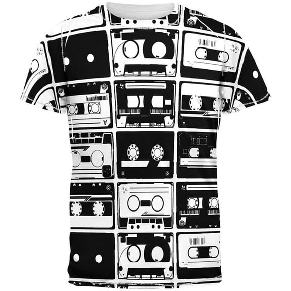 Cassette Tape All Over Adult T-Shirt - X-Large