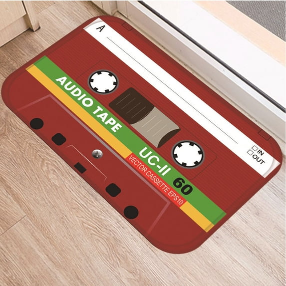 Cassette Tape Mats Anti Slip Floor Carpet Tape Pattern Print Doormat for Bathroom Kitchen Entrance Rugs Home Decoration