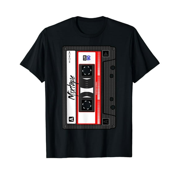 Cassette Tape Music Mix Audio 90s Party 80s Outfit Cassette Black T-Shirt