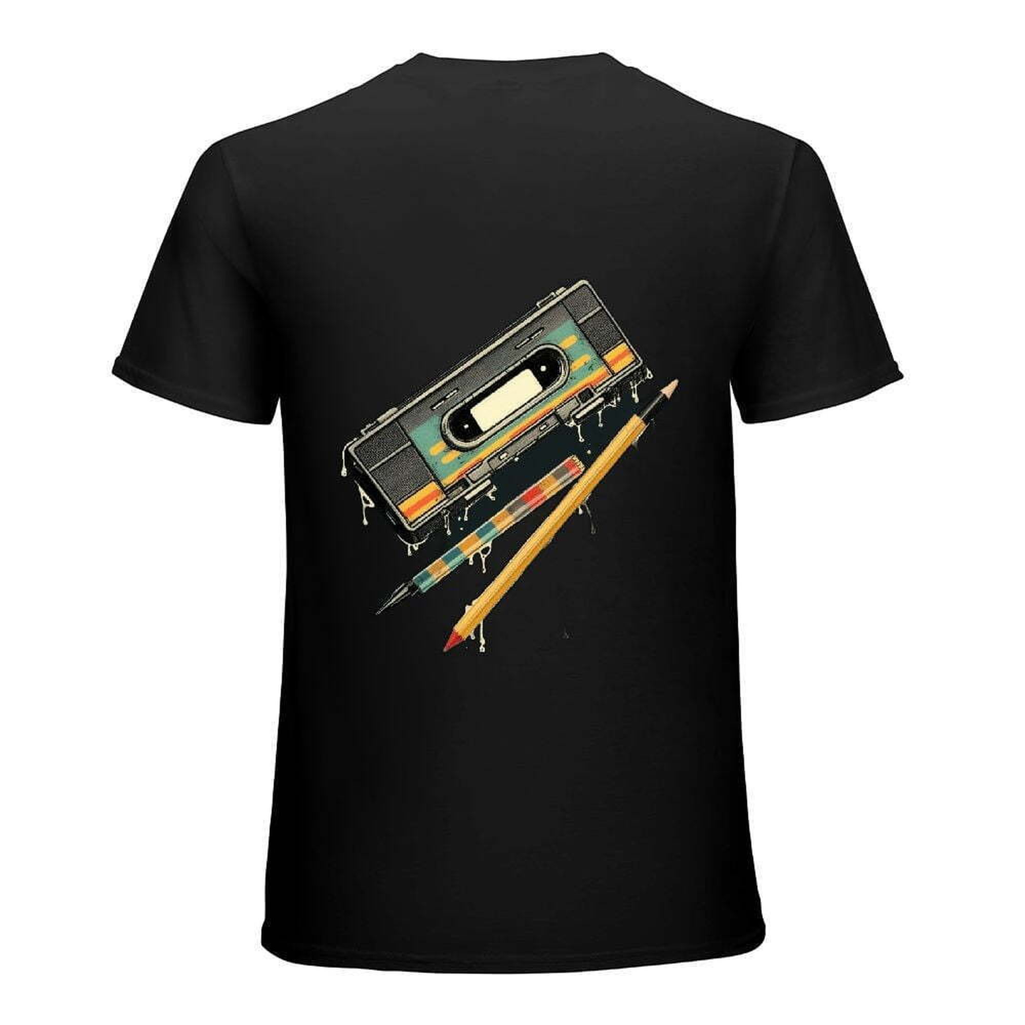 Cassette Tape Pencil 1980s Retro Vintage Throwback Music TShirt