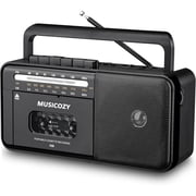 Cassette Tape Player Bluetooth Boombox, Cassette Player AM/FM/SW Radio Stereo, Tape Player/Recorder with Big Speaker and Earphone Jack, USB/TF Card Player, AC Powered or Battery Operated Black