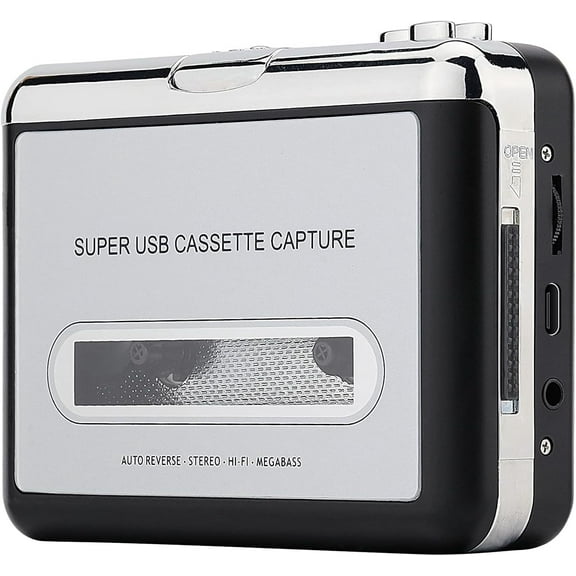 Cassette Tape Player – Portable Tape Player Audio Cassette to Digital Converter,Compatible with Laptops and Personal Computers Convert Cassette Tape Recorder to iPod Format (Silver) Silv