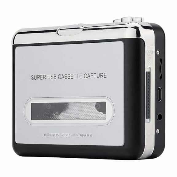 Cassette Tape Player – Portable Tape Player Audio Cassette to Digital Converter,Compatible with Laptops and Personal Computers Convert Cassette Tape Recorder to iPod Format (Silver)