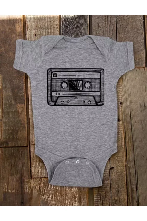 Cassette Tape Retro Music 1980S Graphic Many Sizes Baby Bodysuit Cute Baby Onesie, BABY BODYSUIT LAT 4424