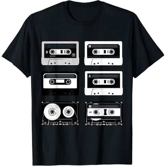 Cassette Tapes Audio Mixtapes 1980s Music Radio DJ T-Shirt