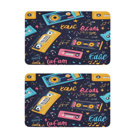 Cassette Tapes Pattern Design 2 Pack 4x2.5 Inch Magnetic Stickers Thick and Strong for Fridge Dishwasher Teaching