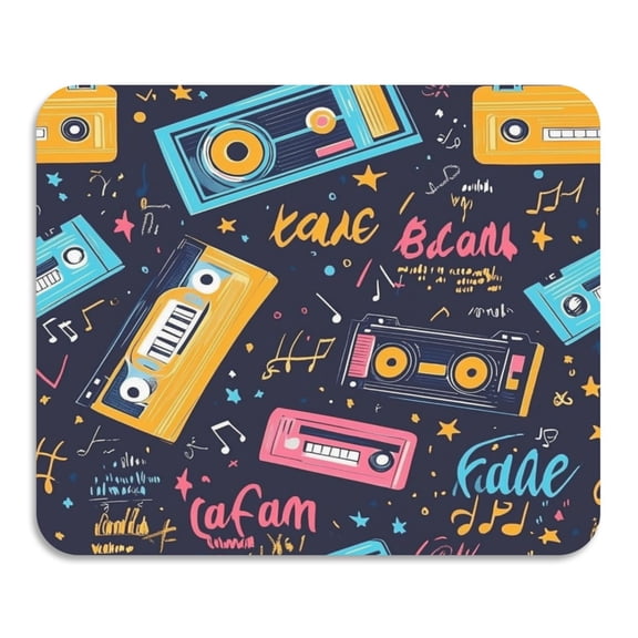 Cassette Tapes Pattern Design Diatomaceous Earth Water Absorbent Mat, Anti-Slip Rubber Backing, 15.7" x 11.8"