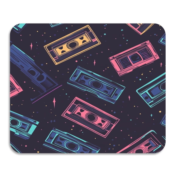 Cassette Tapes Pattern Diatomaceous Earth Water Absorbent Mat, Anti-Slip Rubber Backing, 15.7" x 11.8"
